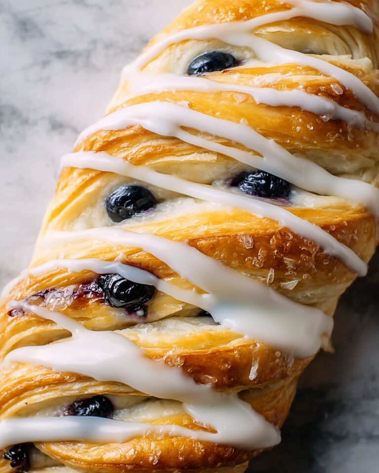 Blueberry Cream Cheese Pastry Braid with Vanilla Icing Recipe