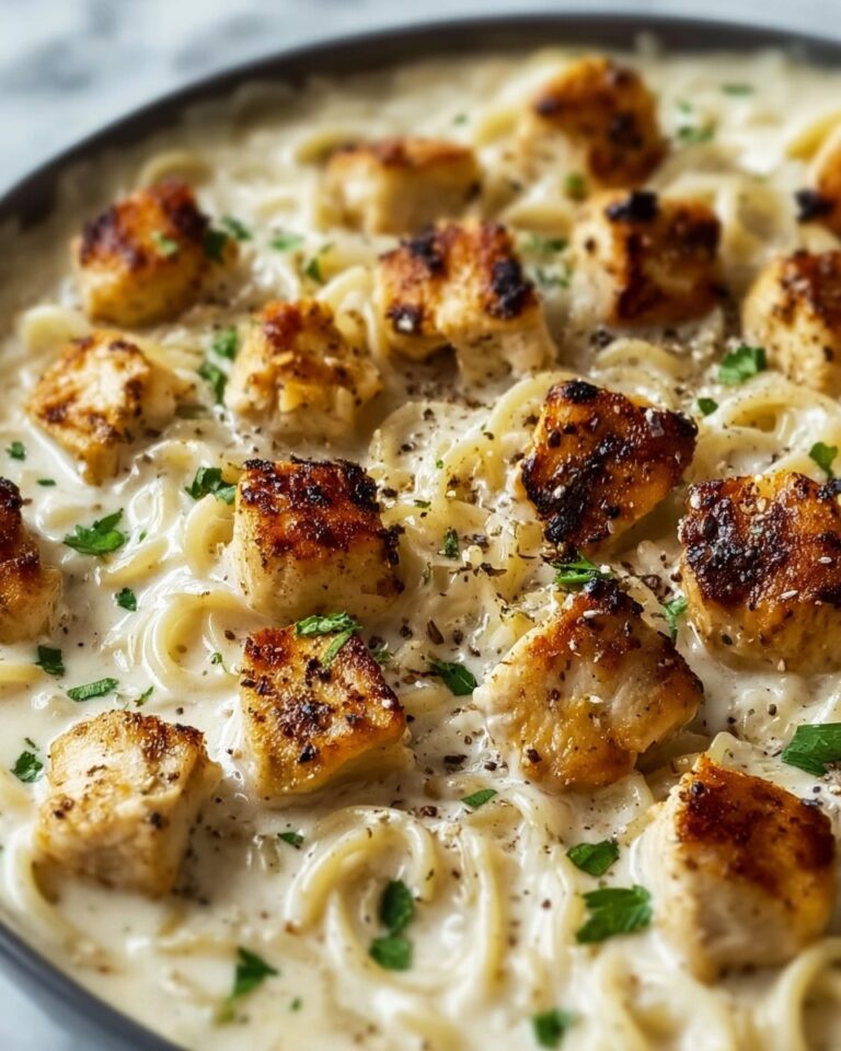 Creamy Parmesan Pasta with Garlic Butter Chicken Bites Recipe