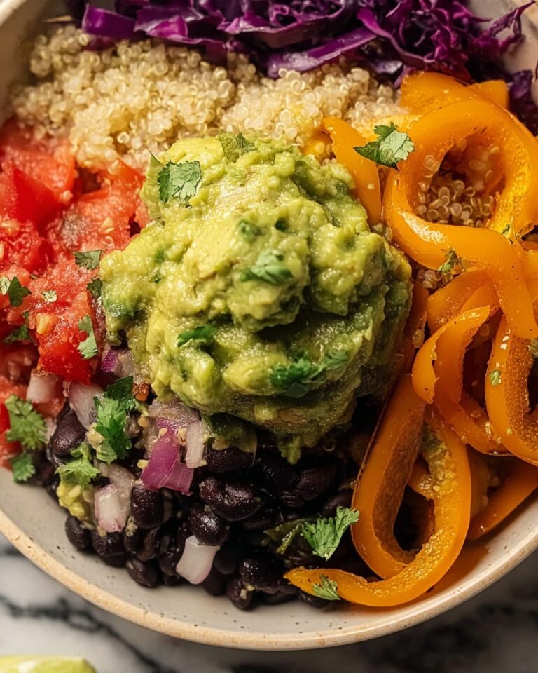 Black Bean & Quinoa Bowl with Guacamole and Veggies Recipe