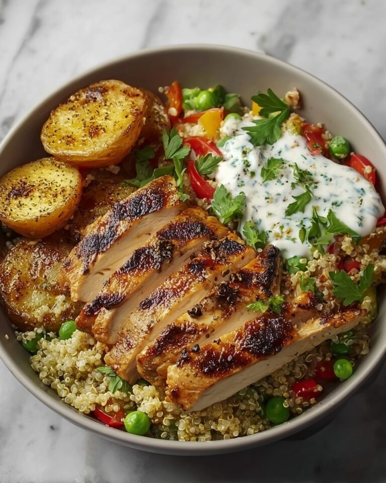 Chicken Quinoa Bowl with Cherry Tomatoes, Cucumber, and Feta Recipe