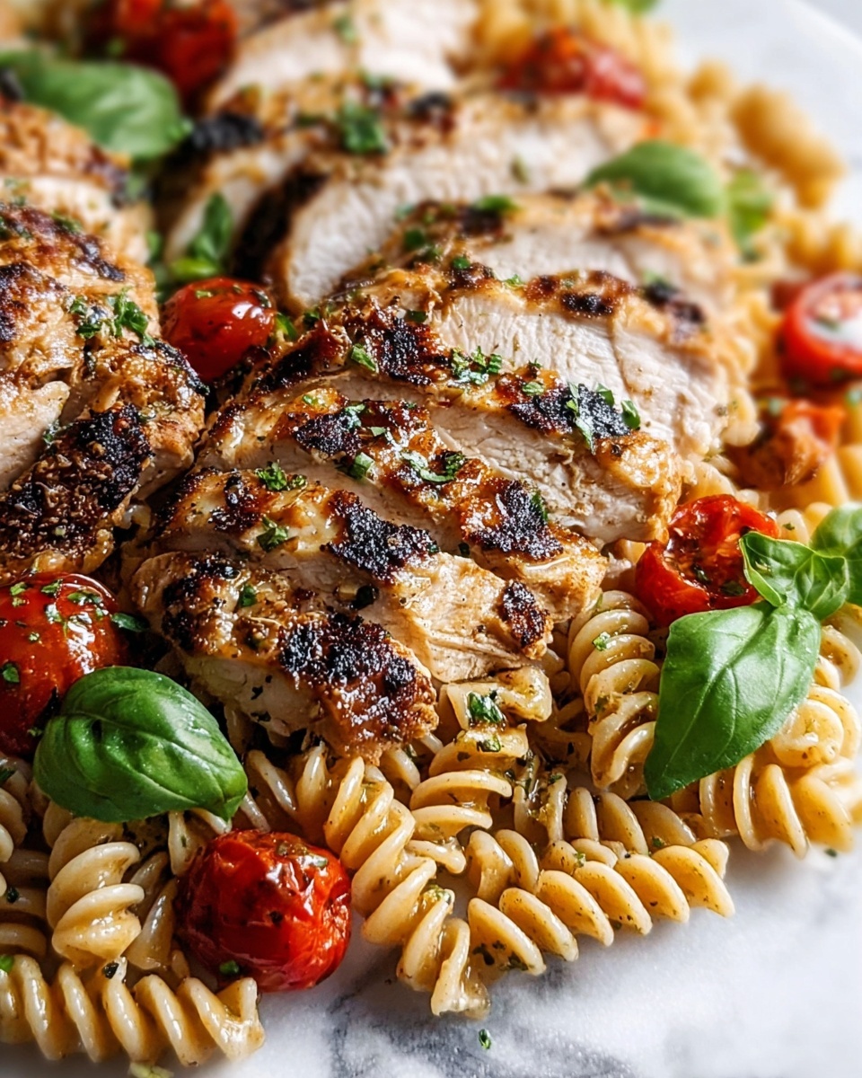 Tomato Basil Pasta with Balsamic Grilled Chicken Recipe - Recipe Image