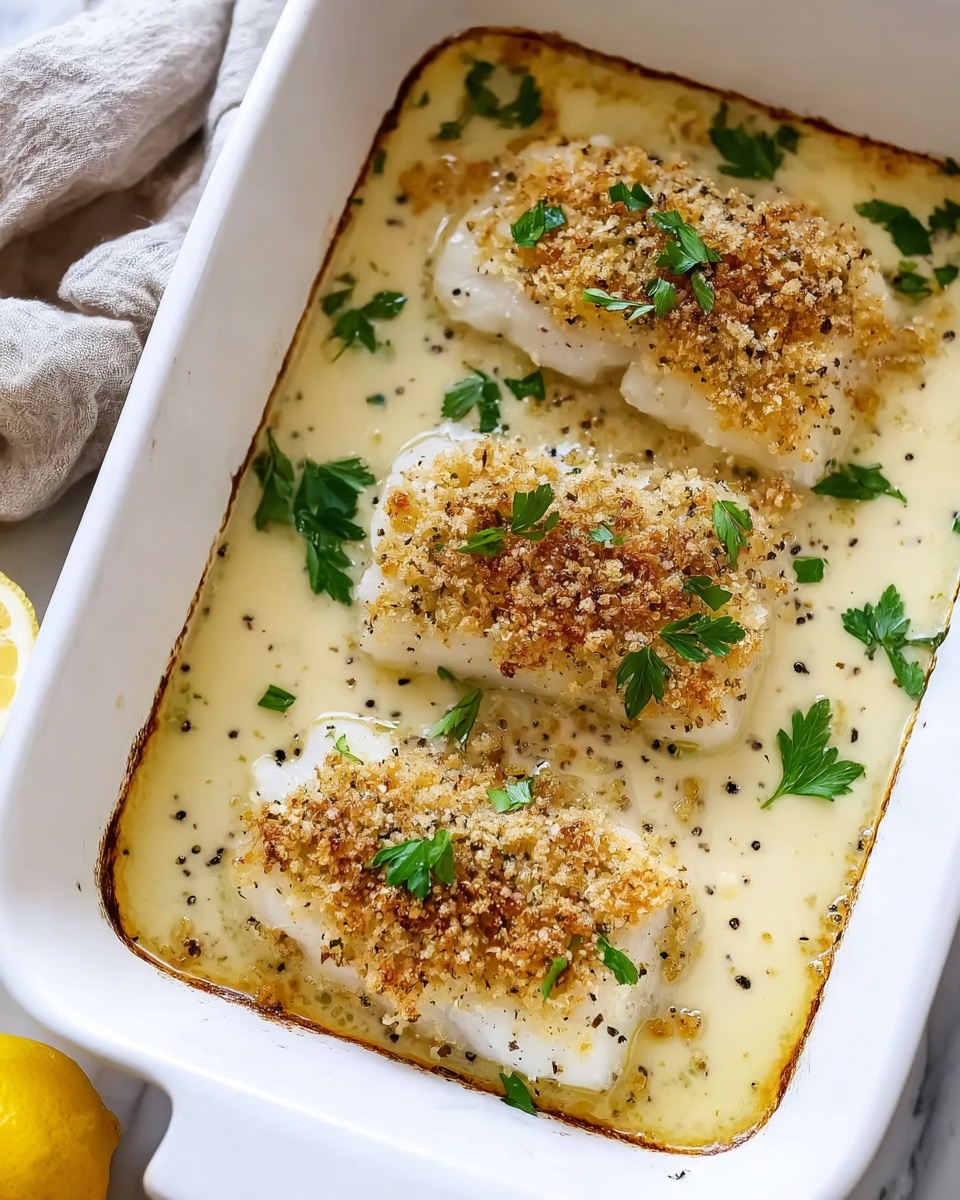 Creamy Lemon Garlic Baked Cod Recipe - Recipe Image