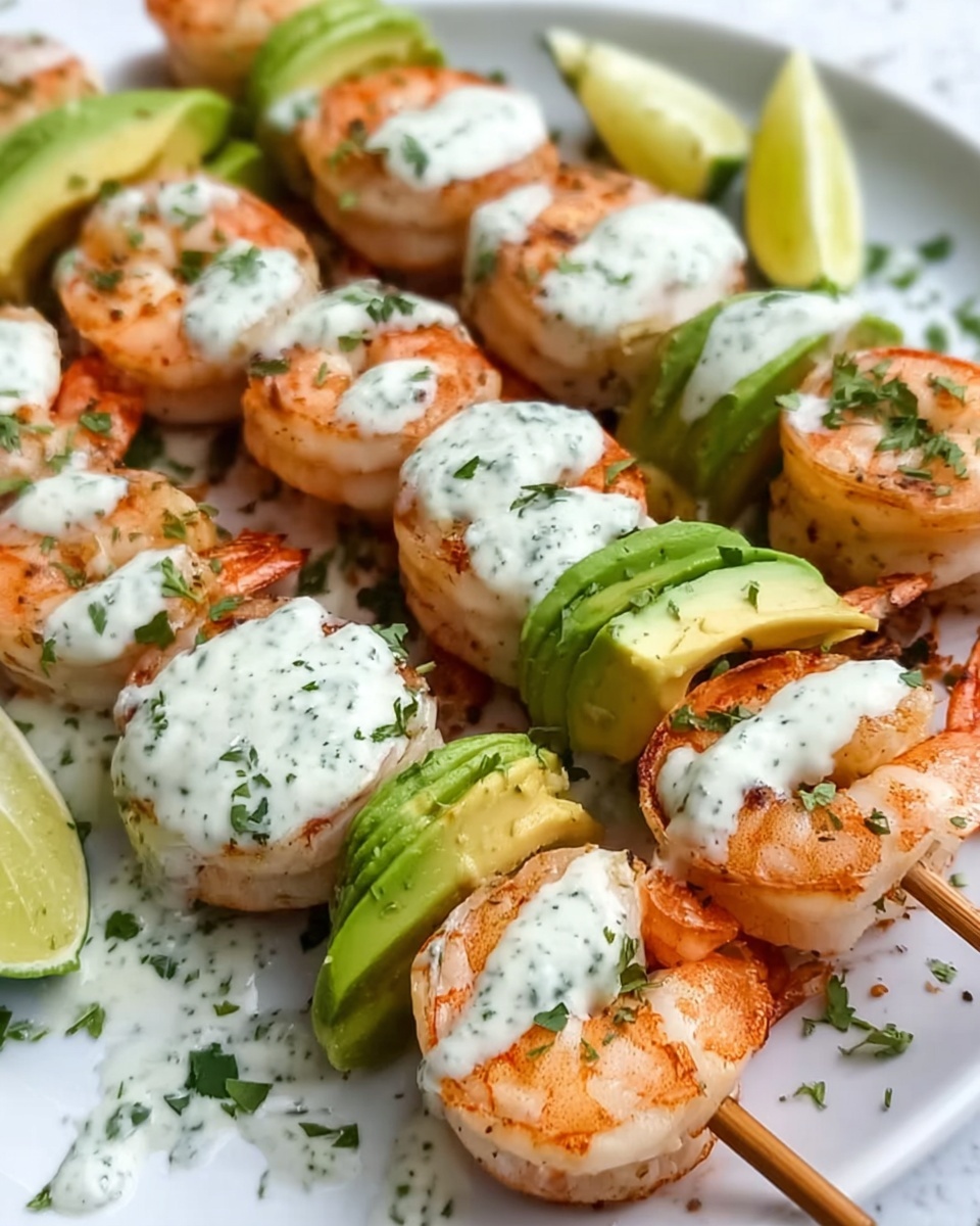 Shrimp and Avocado Skewers with Lime Dressing Recipe - Recipe Image