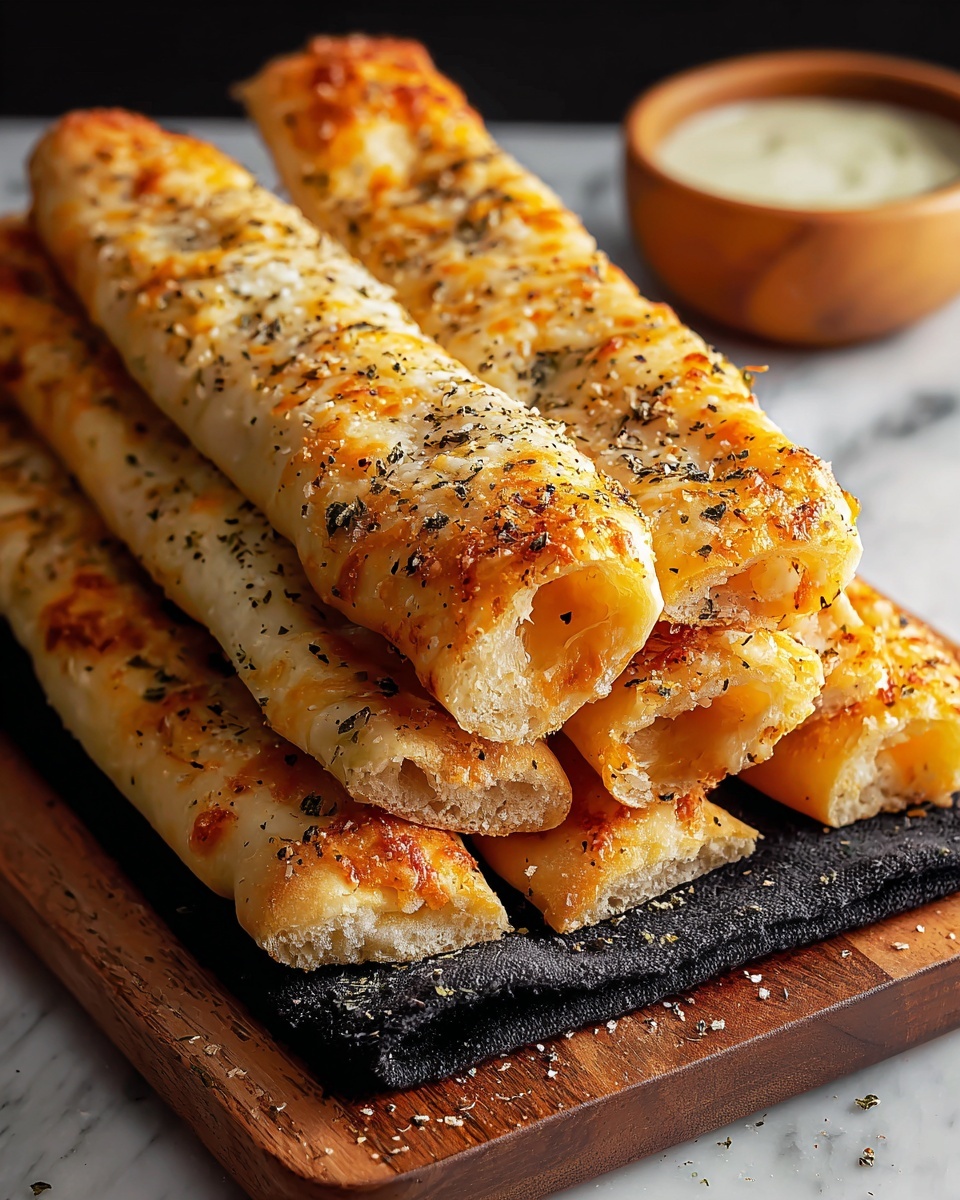 Golden Sourdough Cheesy Breadsticks Recipe - Recipe Image