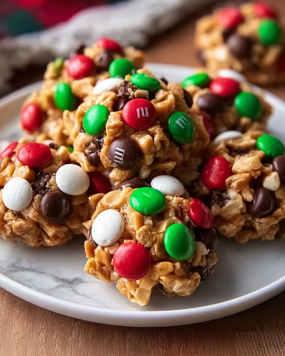 Christmas M&M Peanut Butter Clusters Recipe - Recipe Image