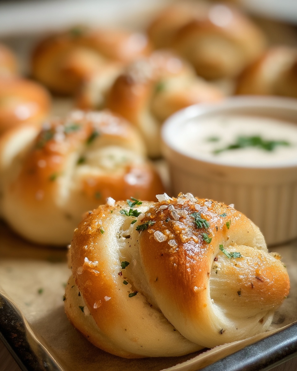 Garlic Knots with Homemade Garlic Butter Sauce Recipe - Recipe Image