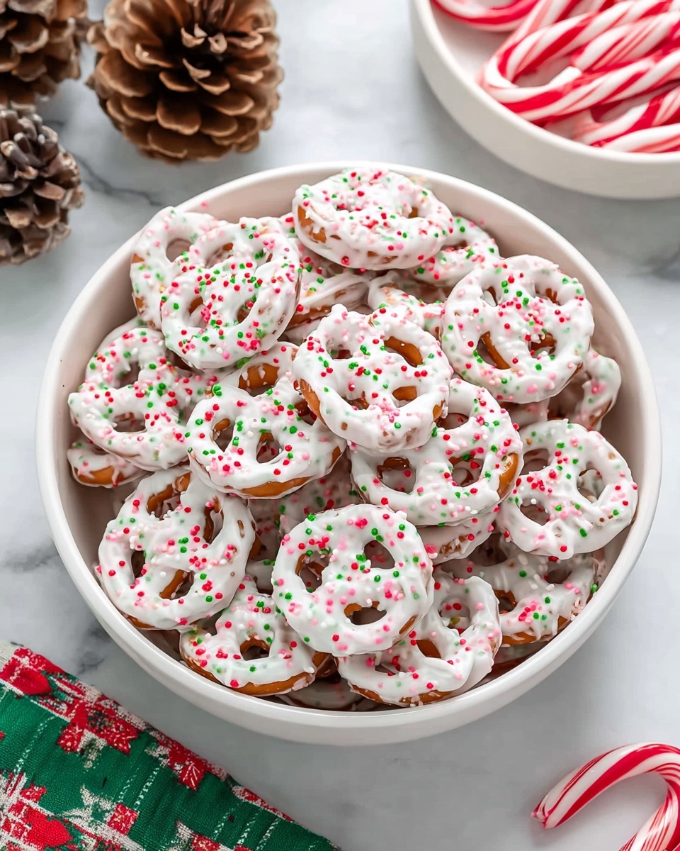 White Chocolate Pretzels with Strawberry, Almond, and Sea Salt Toppings Recipe - Recipe Image