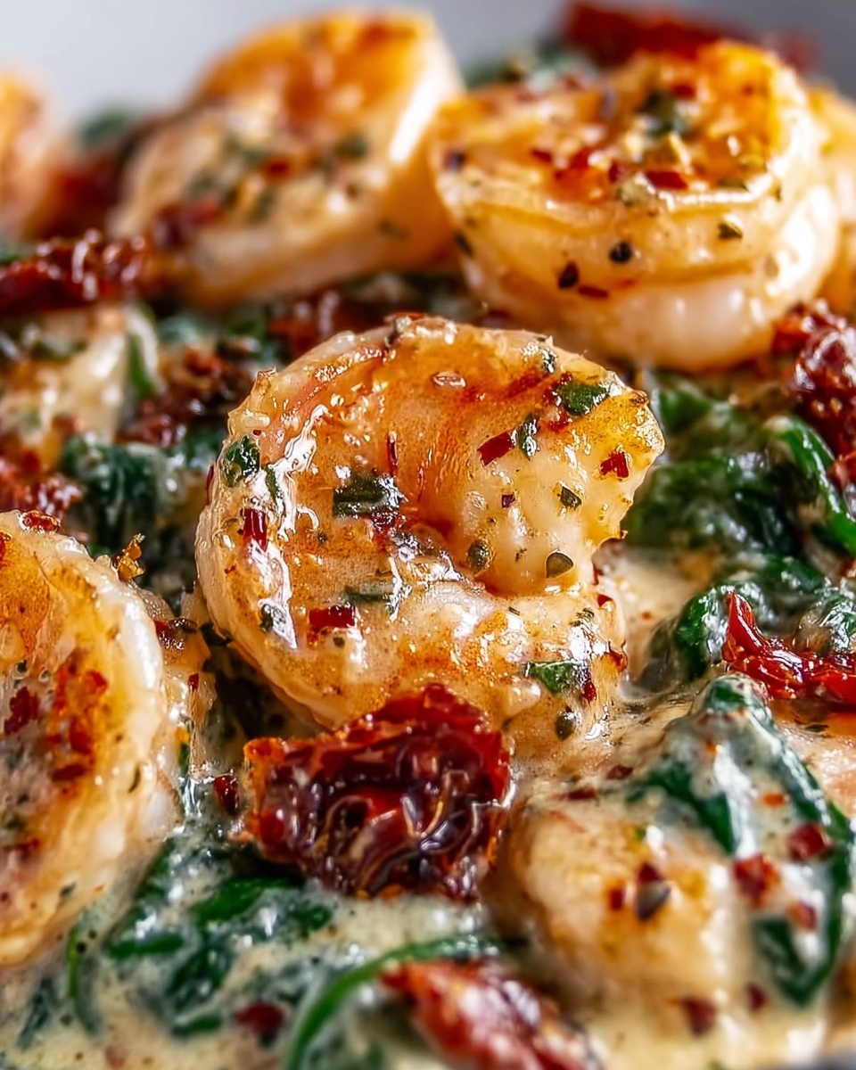Creamy Sun-Dried Tomato Shrimp with Spinach Pasta Recipe - Recipe Image