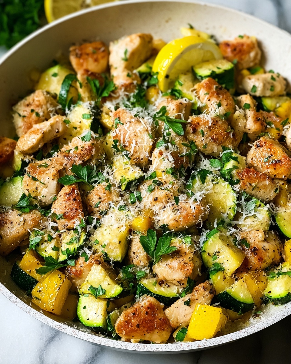 Skillet Lemon Parmesan Chicken with Zucchini and Squash Recipe - Recipe Image