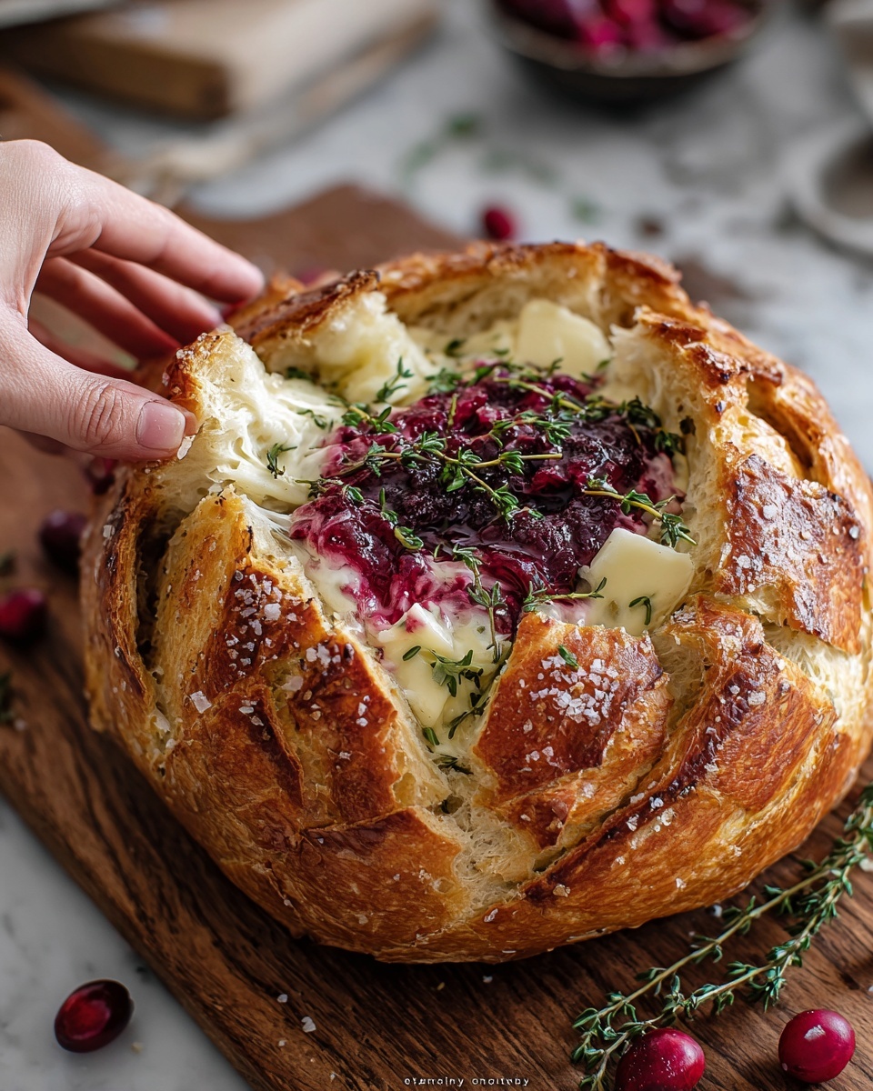 Baked Cranberry Brie Bread Bowl Recipe - Recipe Image