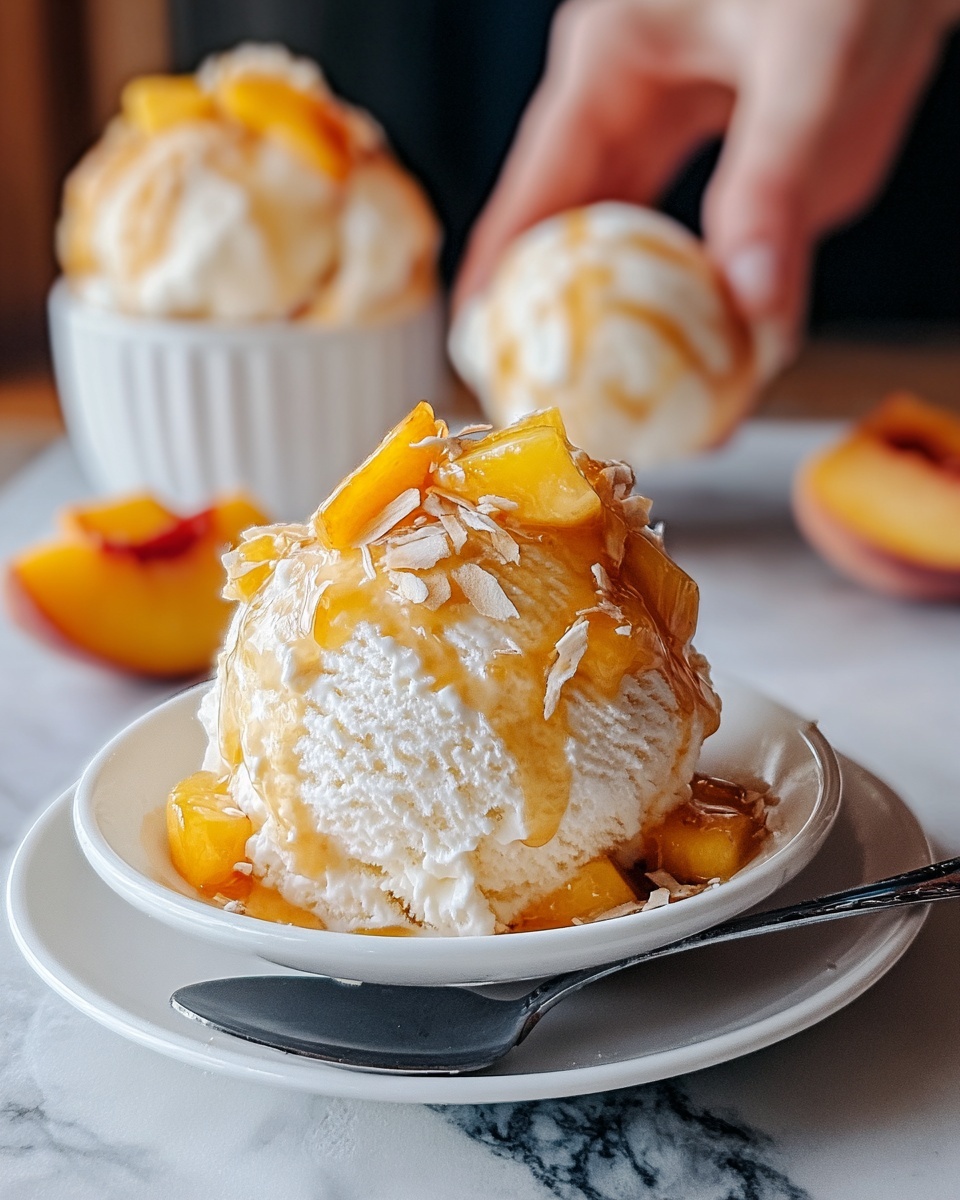 Homemade Peach Ice Cream Recipe - Recipe Image