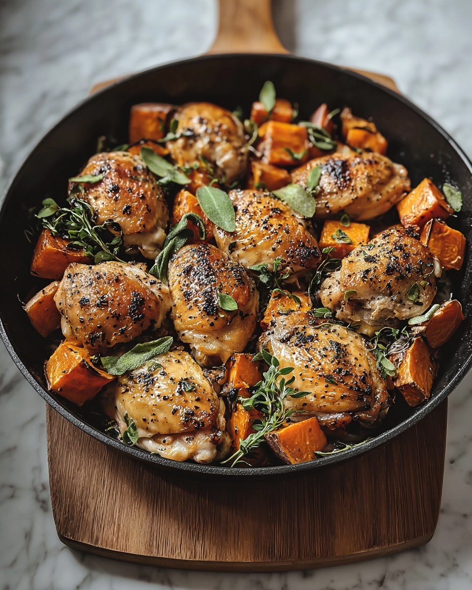One-Pan Chicken and Sweet Potato Skillet Recipe - Recipe Image