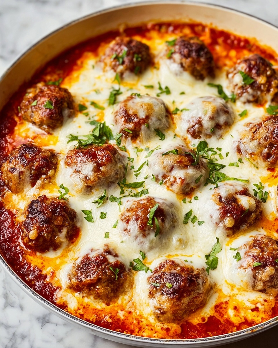 Meatball Casserole with Melted Mozzarella and Mashed Potatoes Recipe - Recipe Image