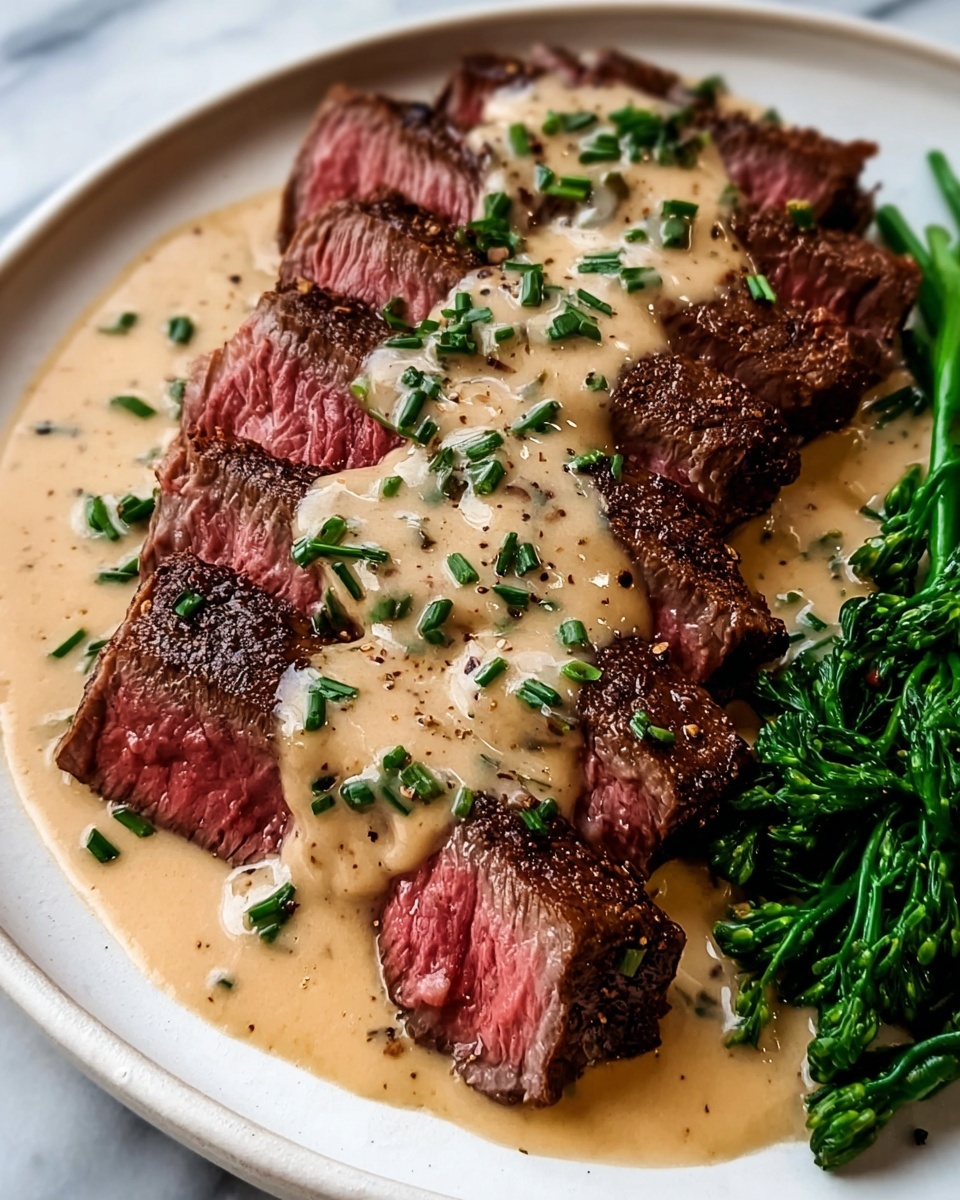 Juicy Steak with Creamy Garlic Sauce Recipe - Recipe Image