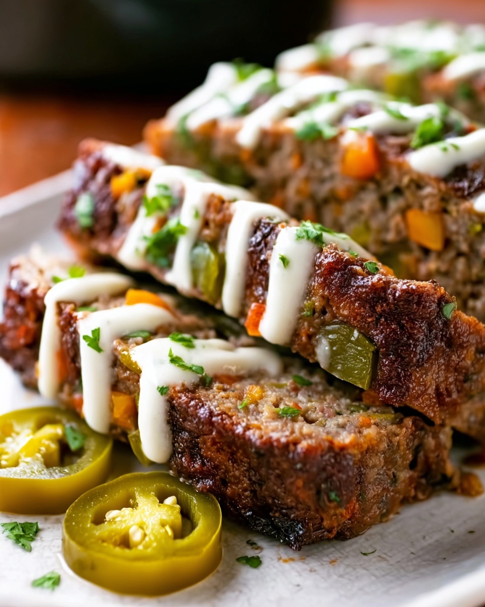Smoky Jalapeño Popper Meatloaf with Creamy Ranch Drizzle Recipe - Recipe Image