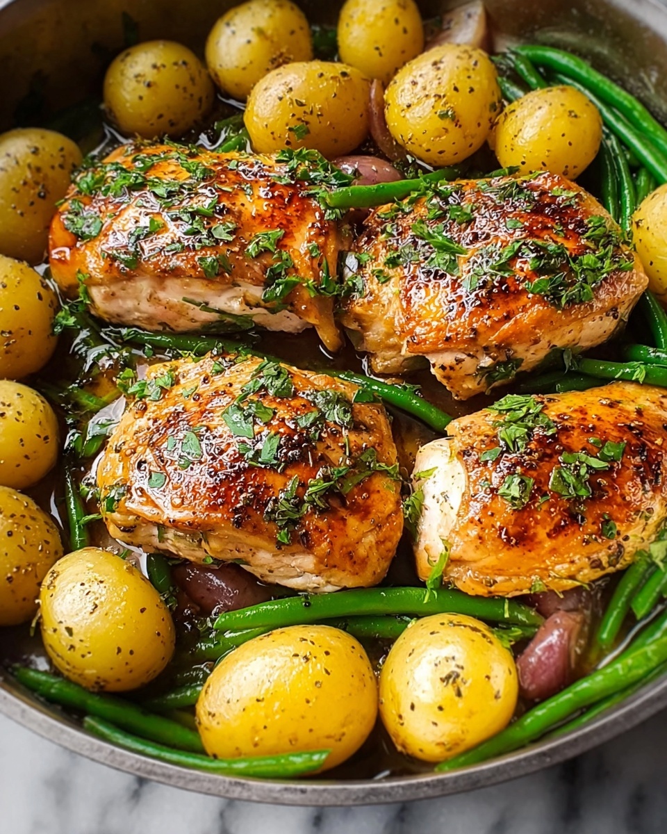 One-Pan Garlic Herb Chicken with Potatoes & Green Beans Recipe - Recipe Image