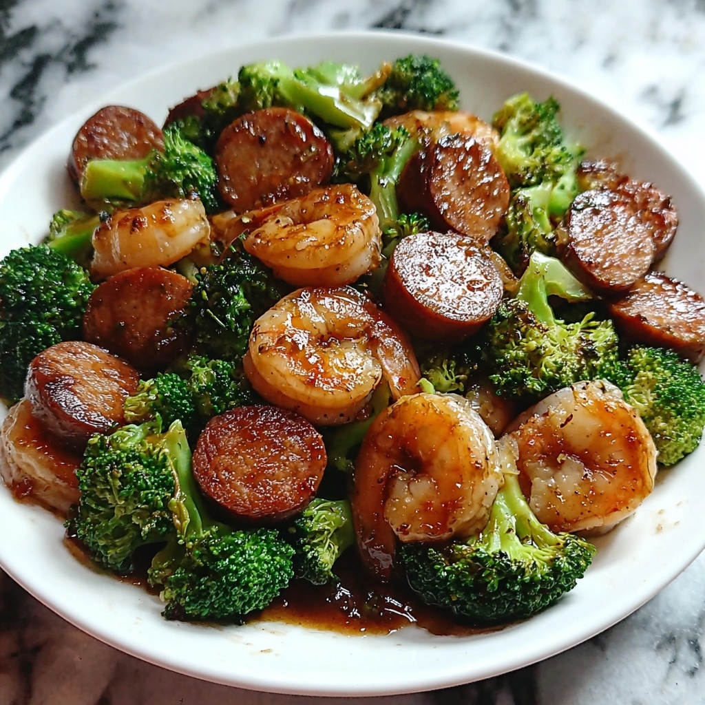 Honey Garlic Shrimp, Sausage & Broccoli Stir-Fry Recipe - Recipe Image