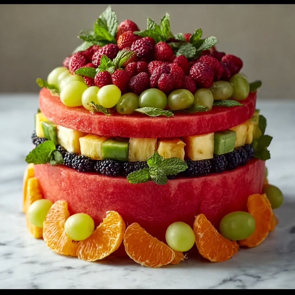 Fresh Fruit Watermelon Cake Recipe - Recipe Image