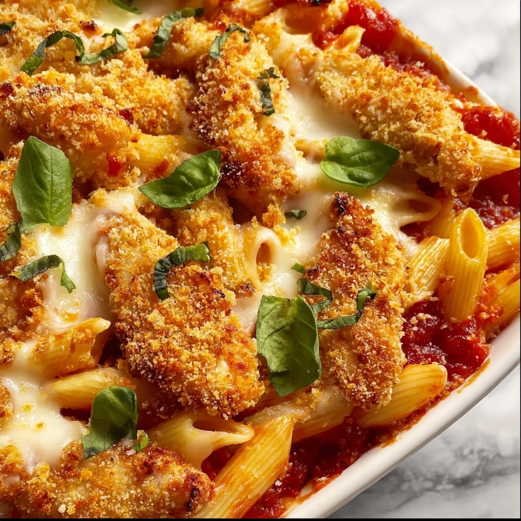 Chicken Parmesan Casserole with Penne Pasta Recipe - Recipe Image