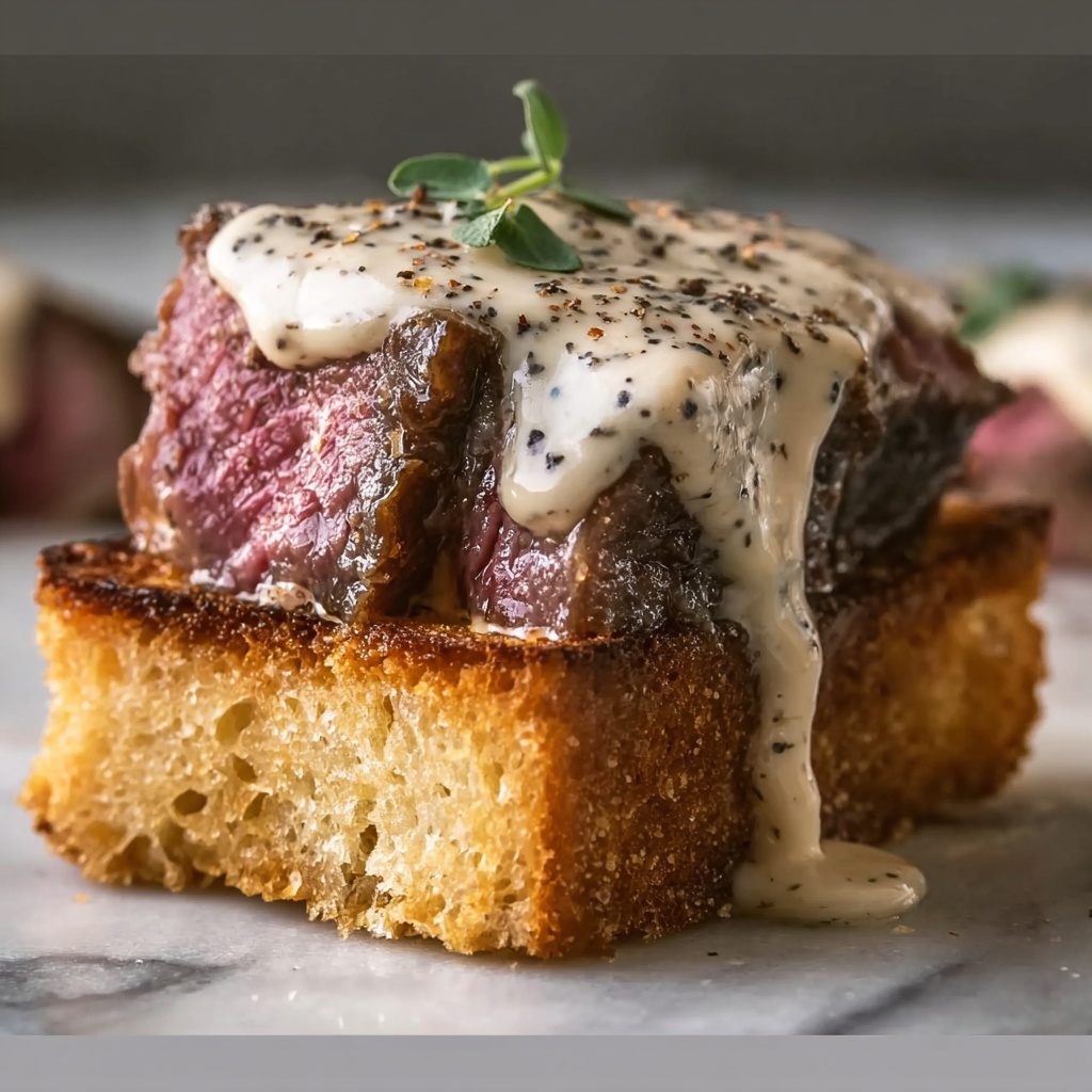 Beef Tenderloin Crostini with Parmesan Cream Sauce Recipe - Recipe Image