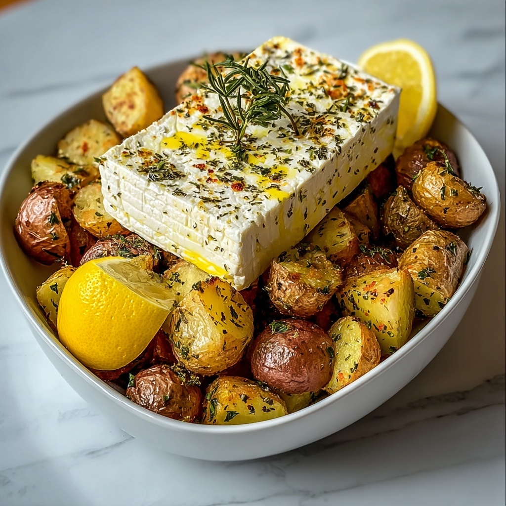 Baked Feta Potatoes with Lemon, Basil, and Honey Recipe - Recipe Image