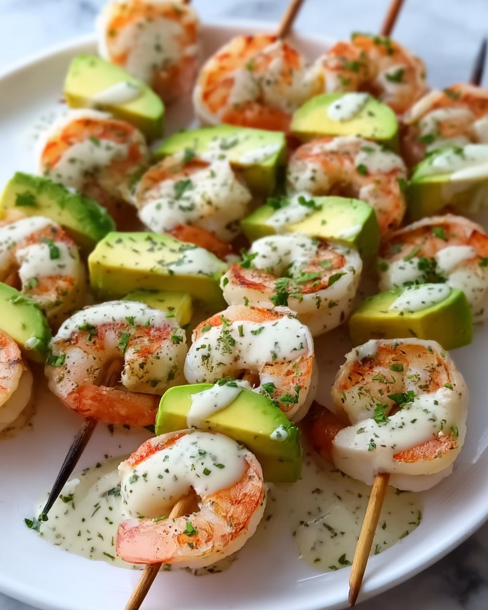 Shrimp and Avocado Skewers with Lime Dressing Recipe - Recipe Image