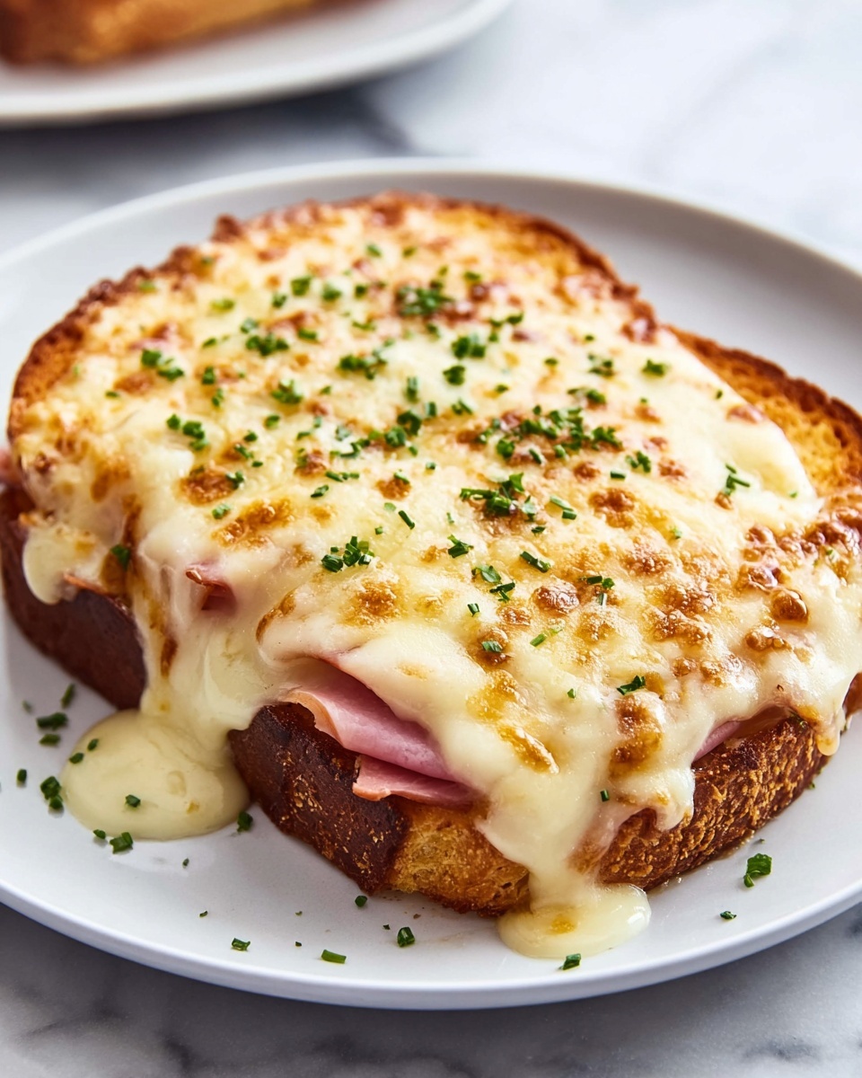 Classic Croque Monsieur baked with Gruyère, ham, and creamy béchamel Recipe - Recipe Image