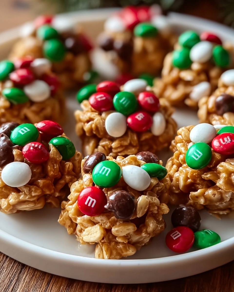 Christmas M&M Peanut Butter Clusters Recipe - Recipe Image