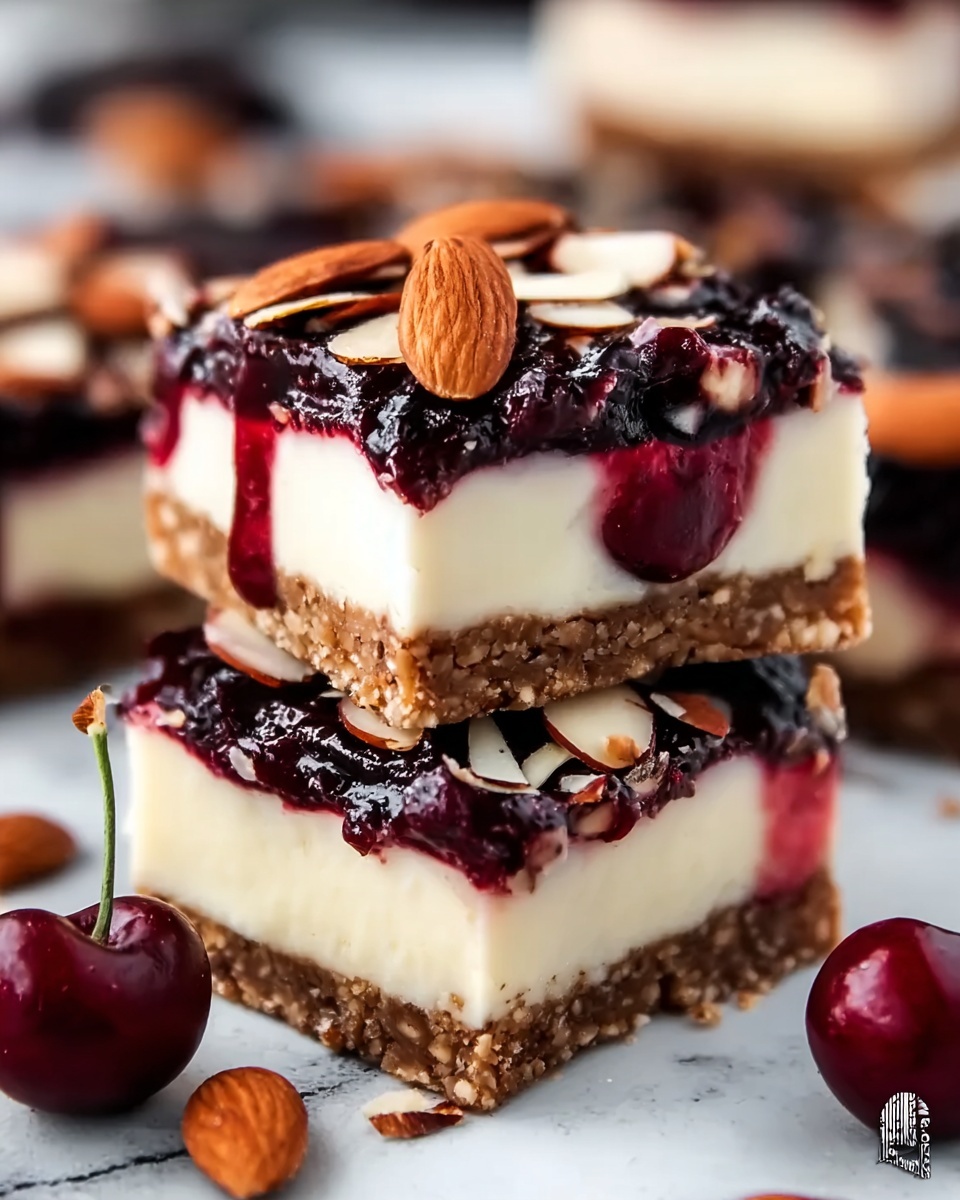 Cherry Almond Cheesecake Bars Recipe - Recipe Image