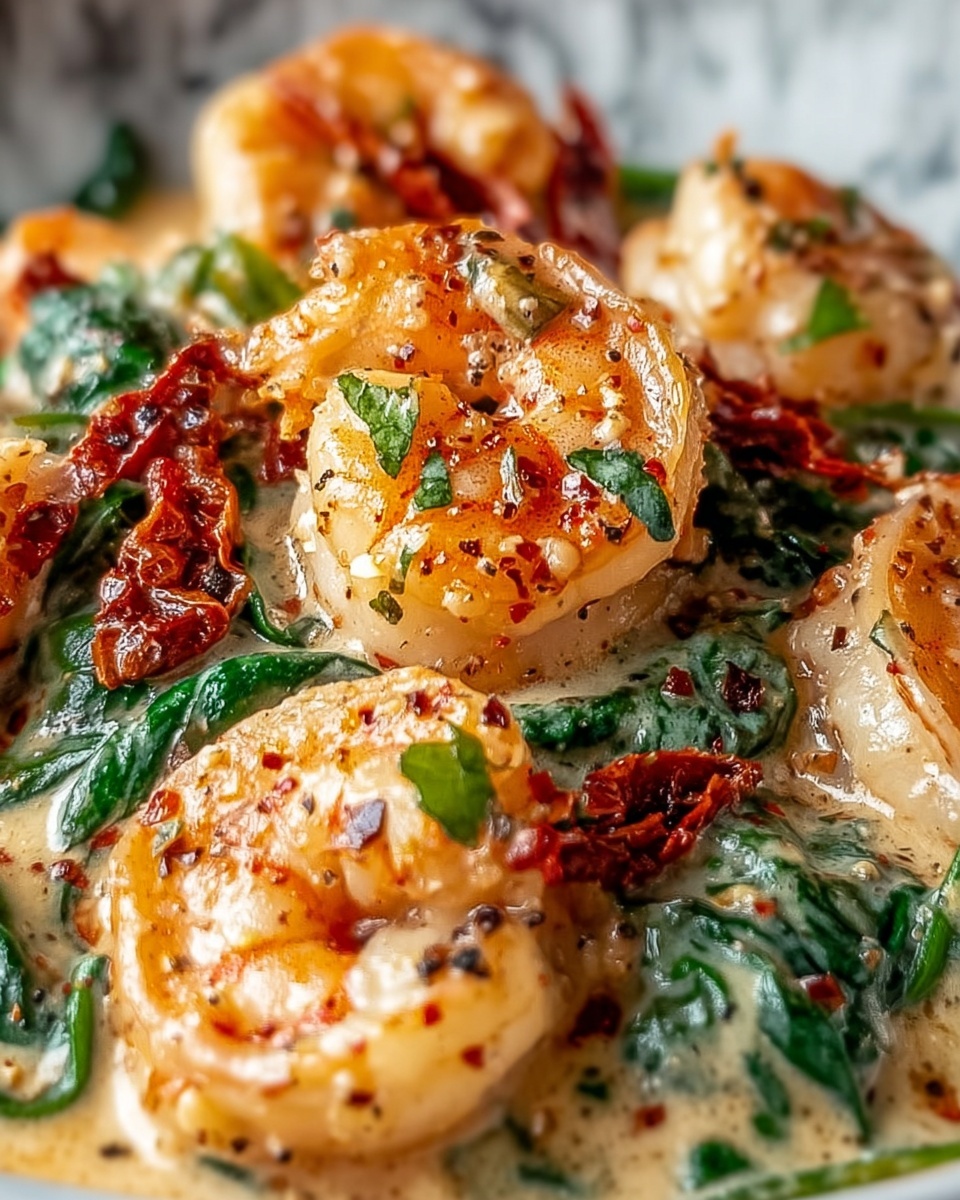 Creamy Sun-Dried Tomato Shrimp with Spinach Pasta Recipe - Recipe Image