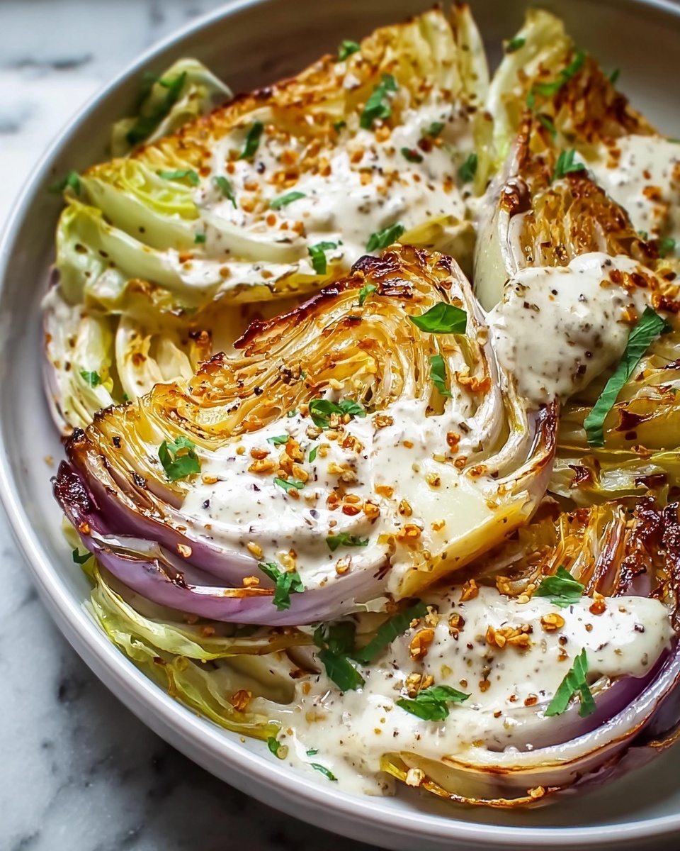 Roasted Cabbage with Creamy Yogurt Sauce Recipe - Recipe Image