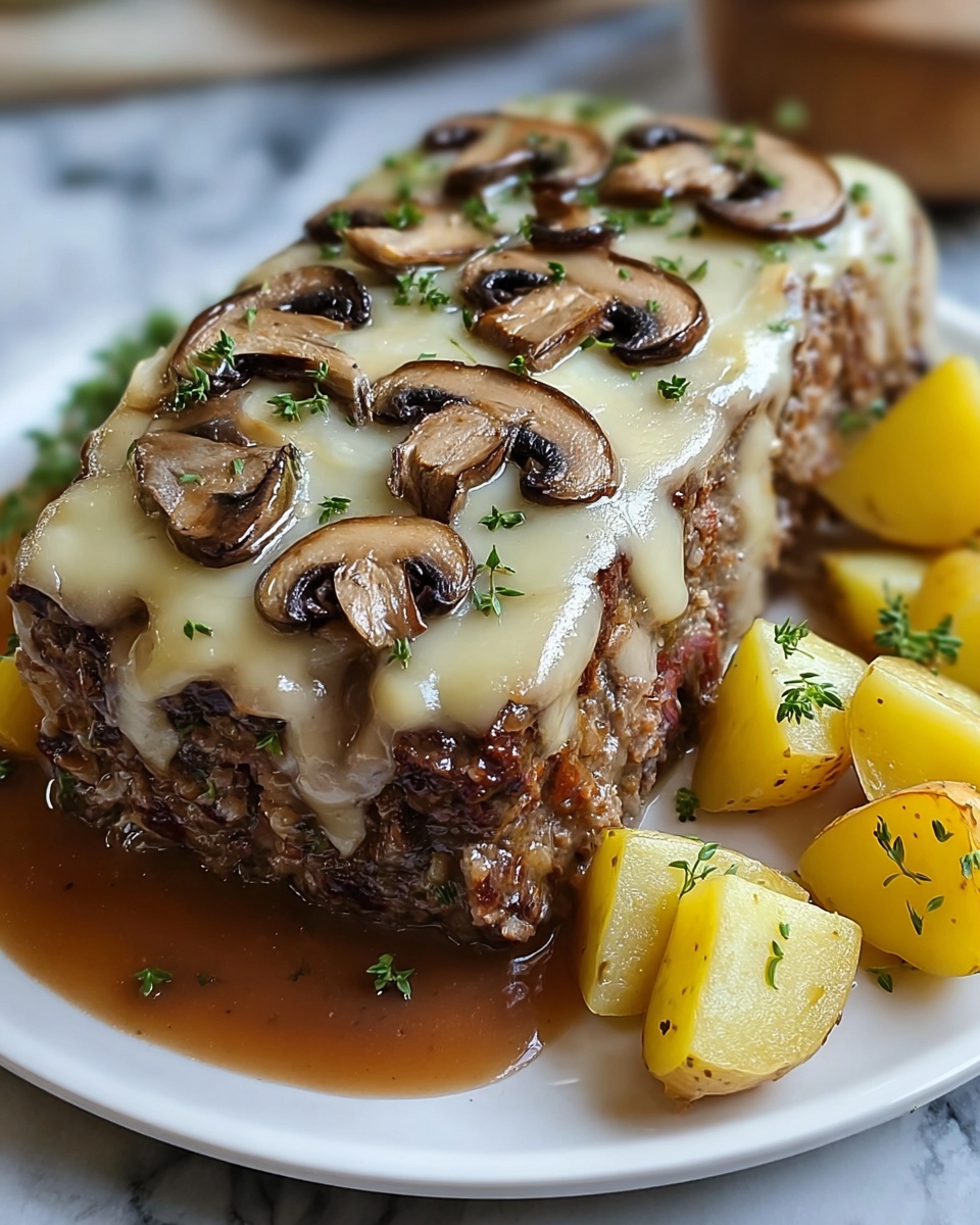 Mushroom Swiss Cheese Meatloaf Recipe - Recipe Image