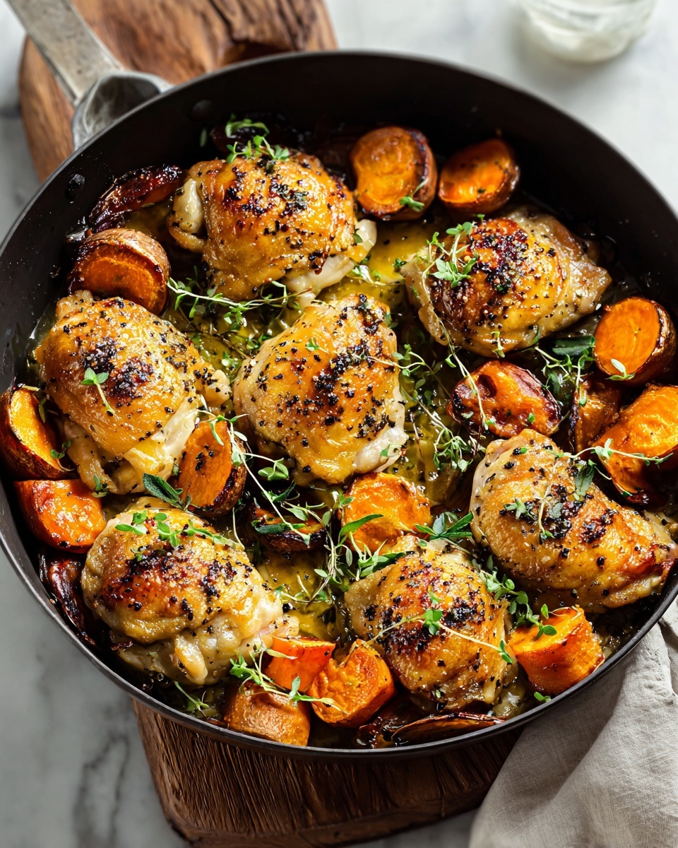 One-Pan Chicken and Sweet Potato Skillet Recipe - Recipe Image