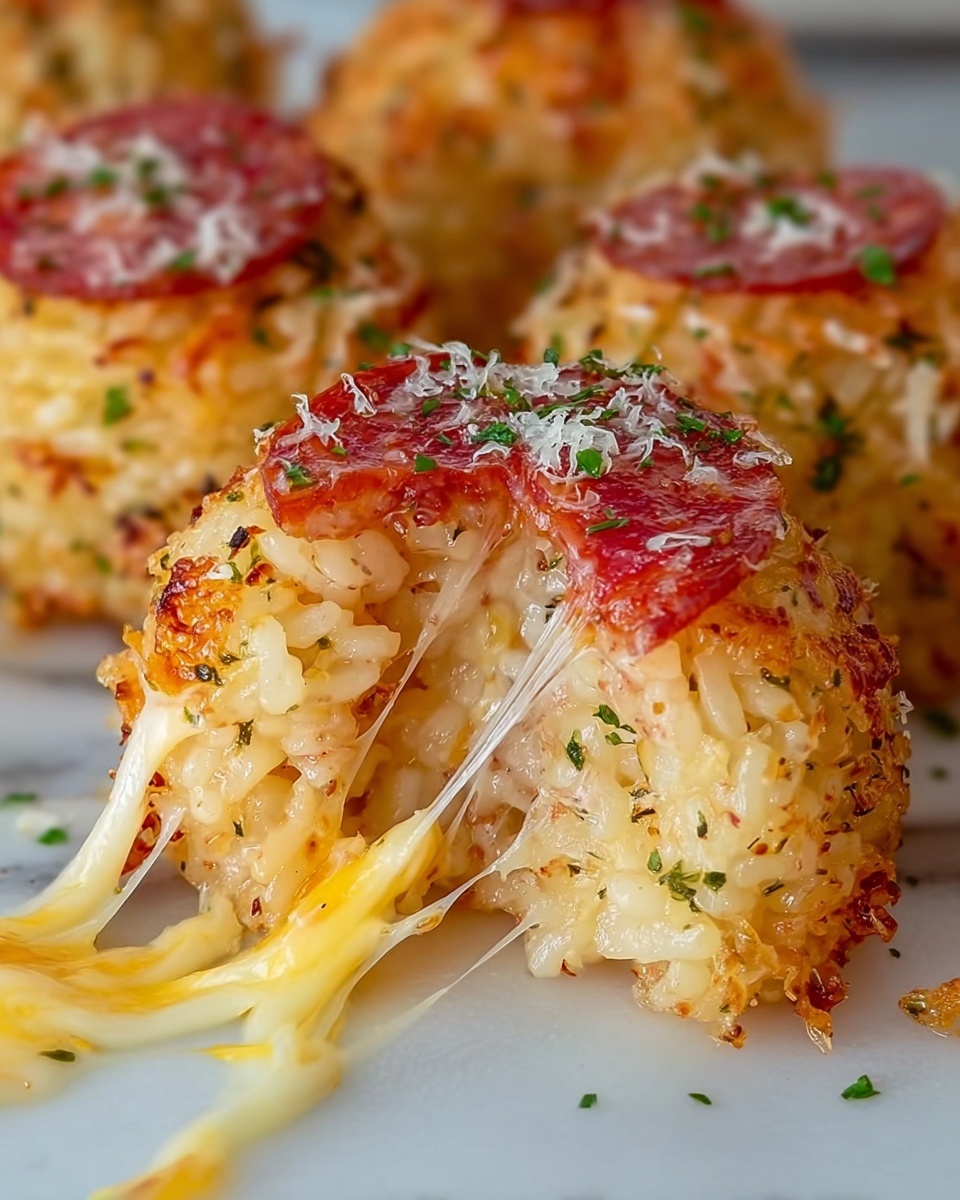 Rice Balls with Cheese and Pepperoni Recipe - Recipe Image