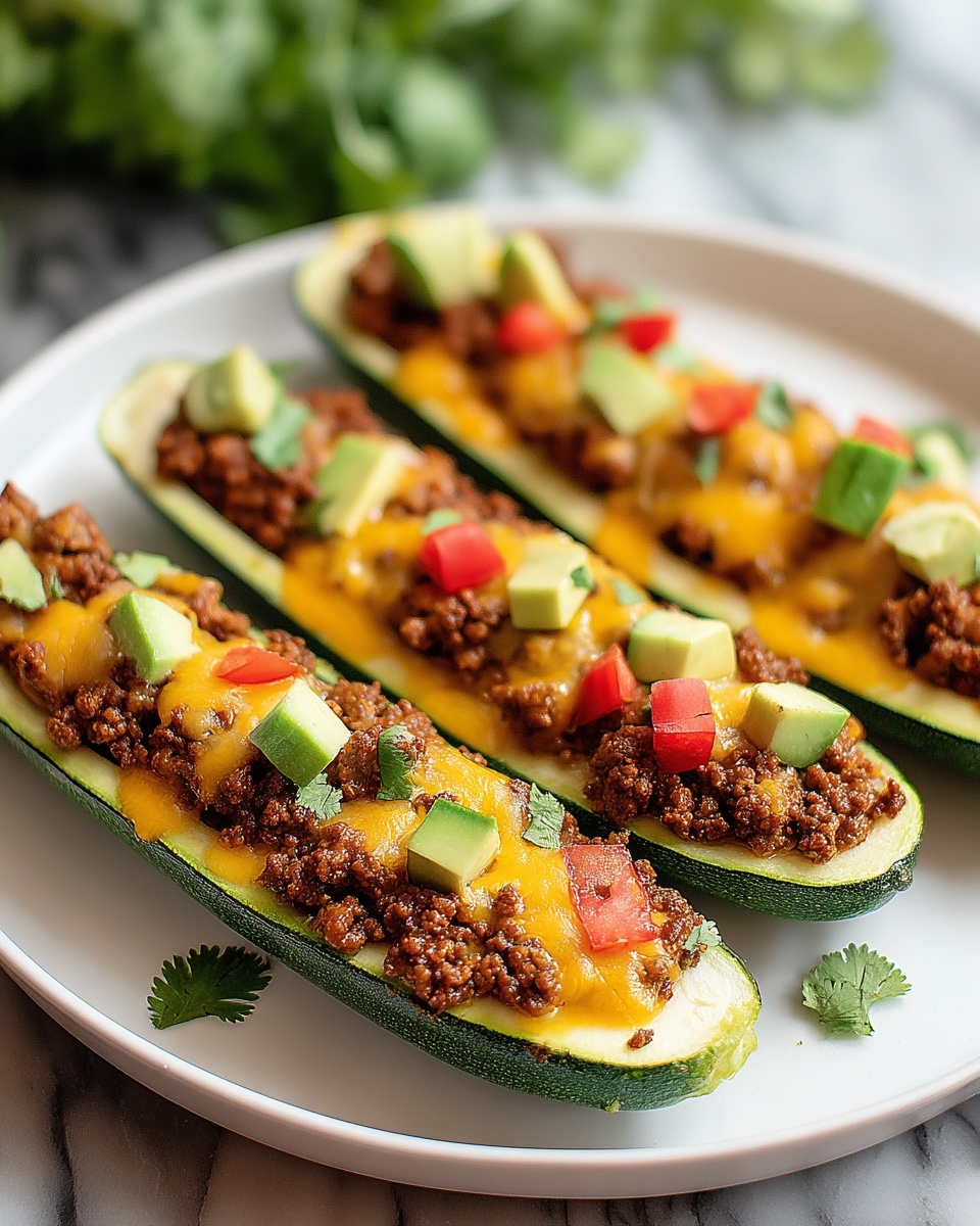 Ground Turkey Taco Stuffed Zucchini Boats Recipe - Recipe Image