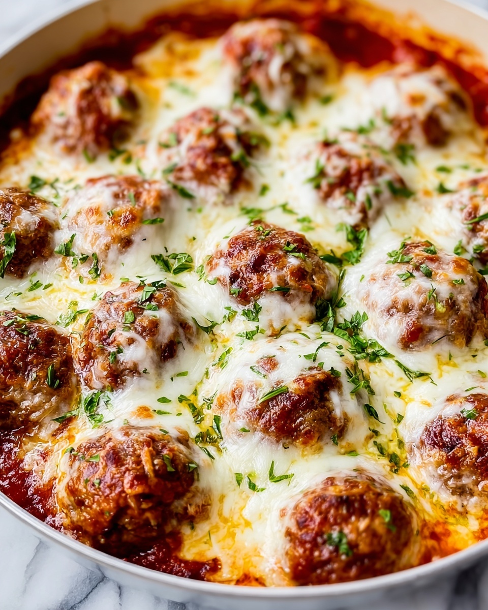 Meatball Casserole with Melted Mozzarella and Mashed Potatoes Recipe - Recipe Image