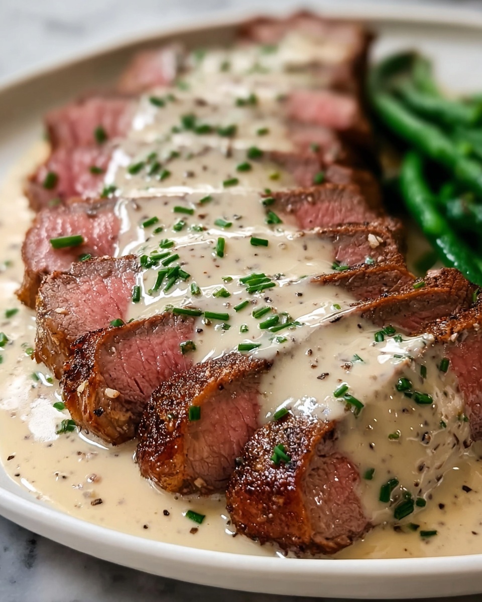 Juicy Steak with Creamy Garlic Sauce Recipe - Recipe Image