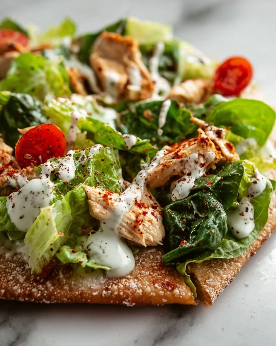 High Protein Chicken Caesar Salad Pizza Recipe - Recipe Image