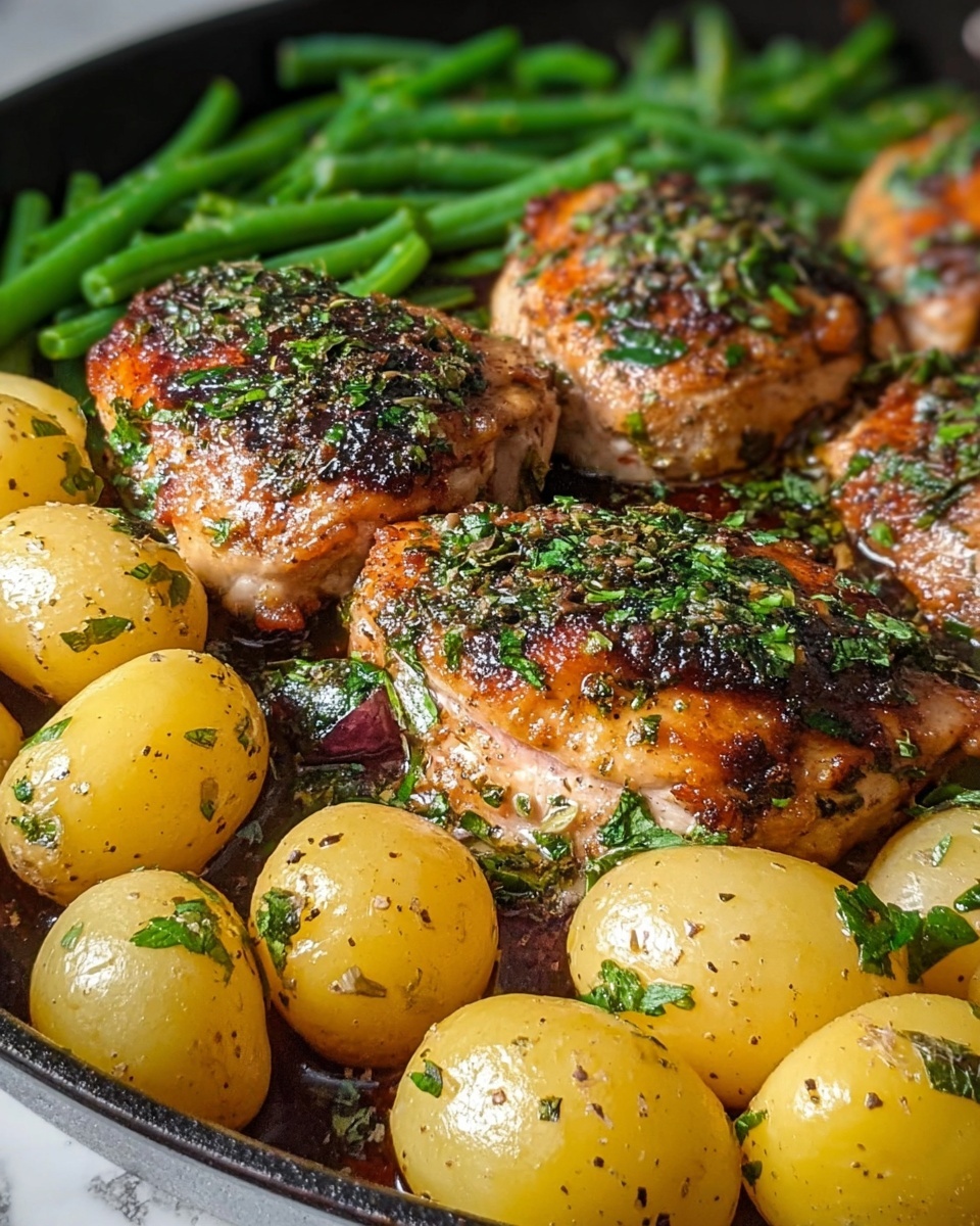 One-Pan Garlic Herb Chicken with Potatoes & Green Beans Recipe - Recipe Image