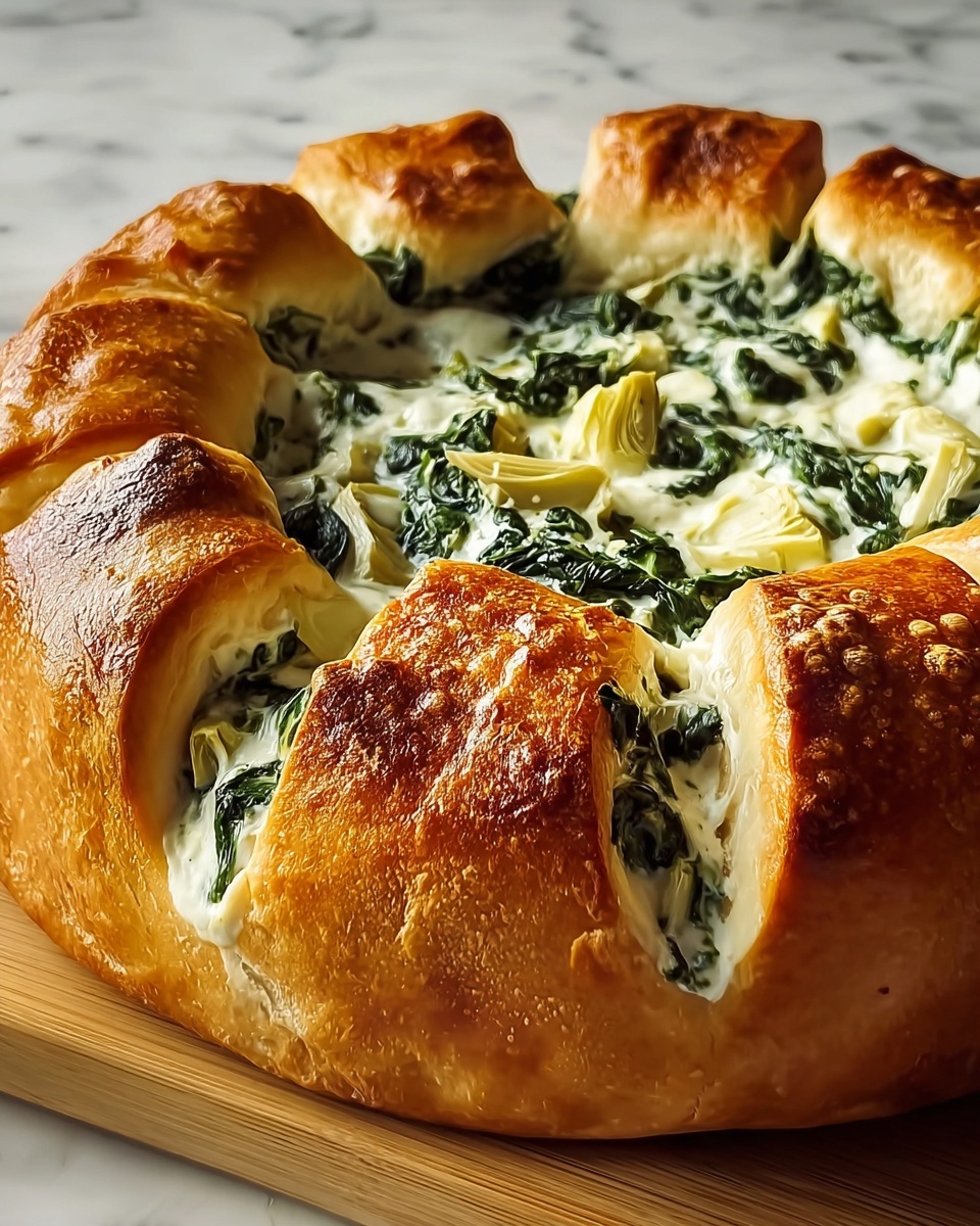 Spinach Artichoke Dip Bread Ring: A Cheesy Delight Recipe - Recipe Image