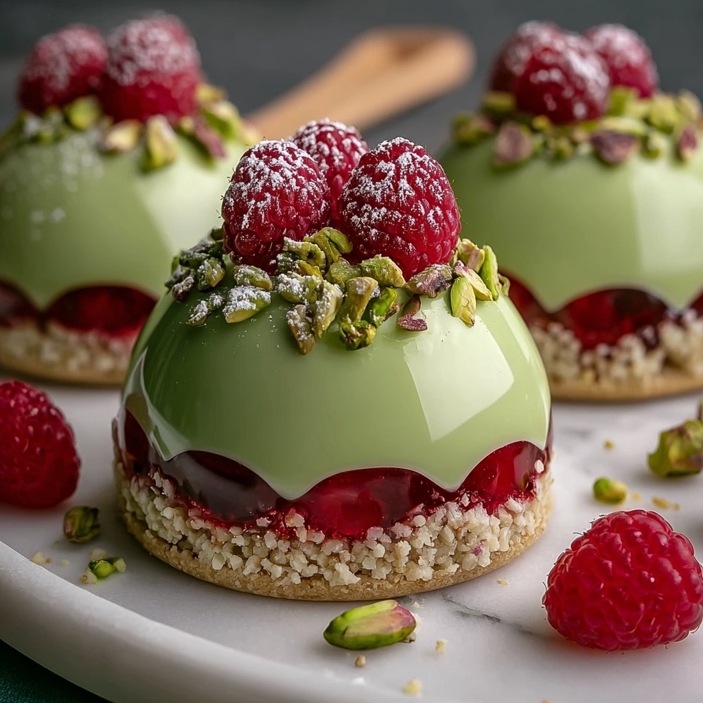 Pistachio & Raspberry Cheesecake Domes Recipe - Recipe Image