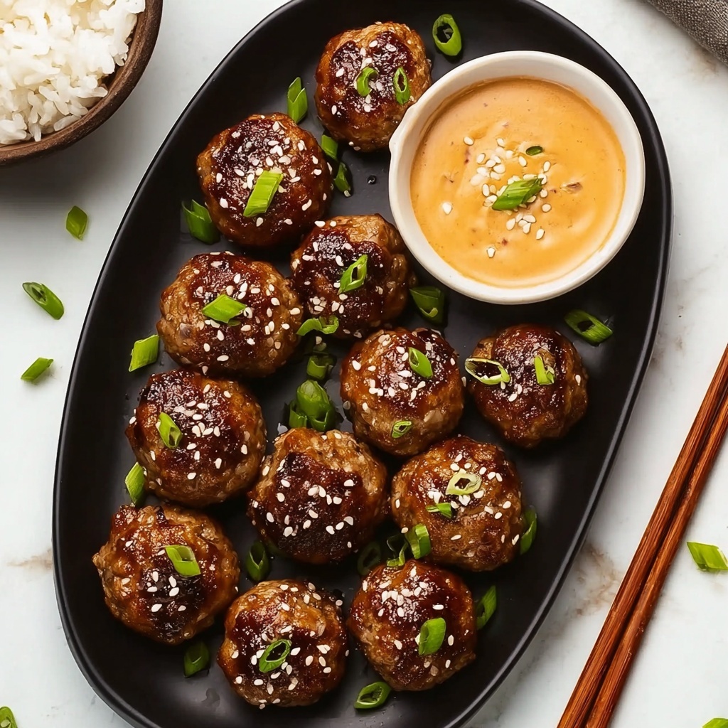 Korean BBQ Meatballs with Spicy Mayo Dip Recipe - Recipe Image