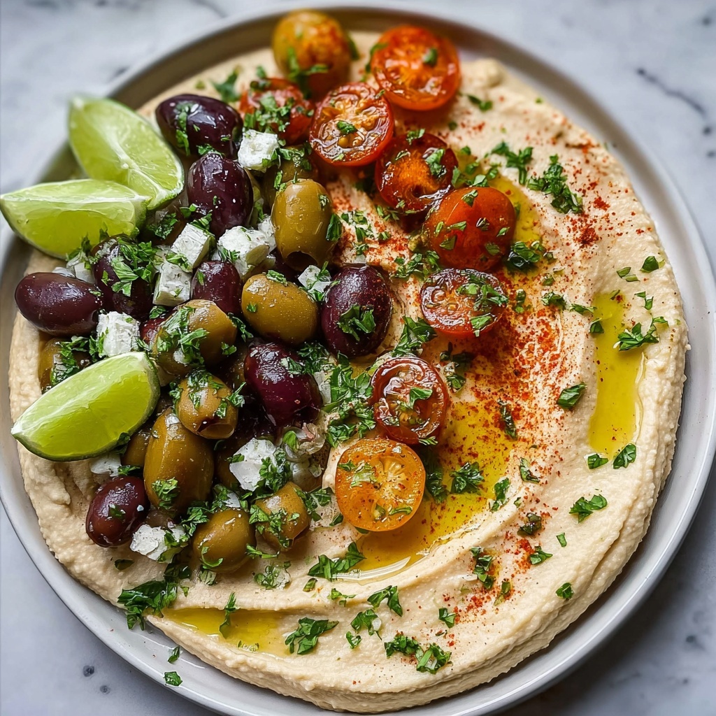 Greek Style Loaded Hummus Recipe - Recipe Image