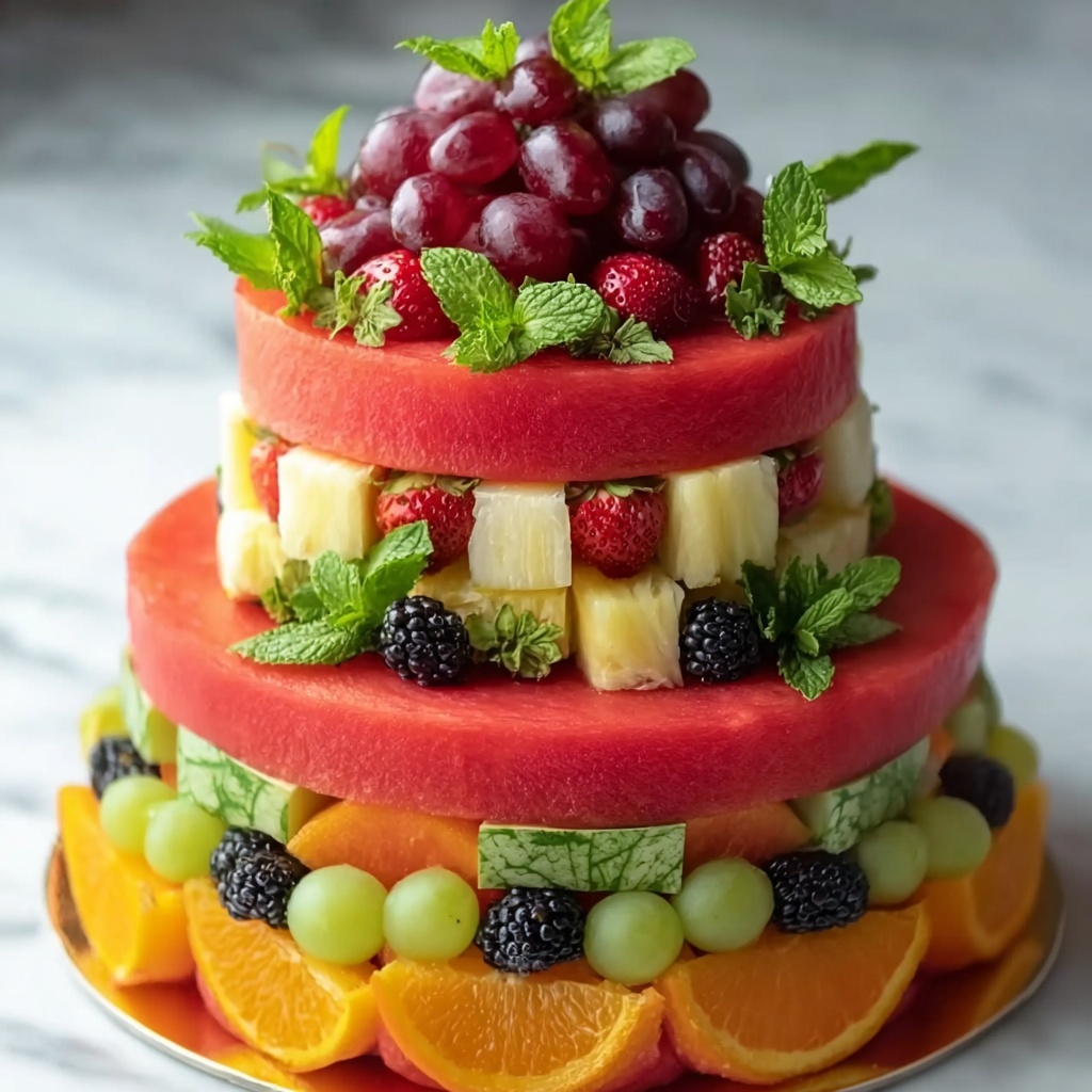 Fresh Fruit Watermelon Cake Recipe - Recipe Image