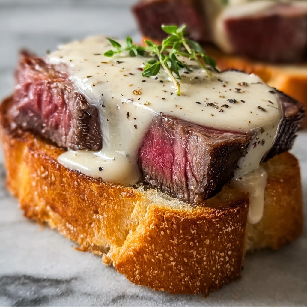 Beef Tenderloin Crostini with Parmesan Cream Sauce Recipe - Recipe Image
