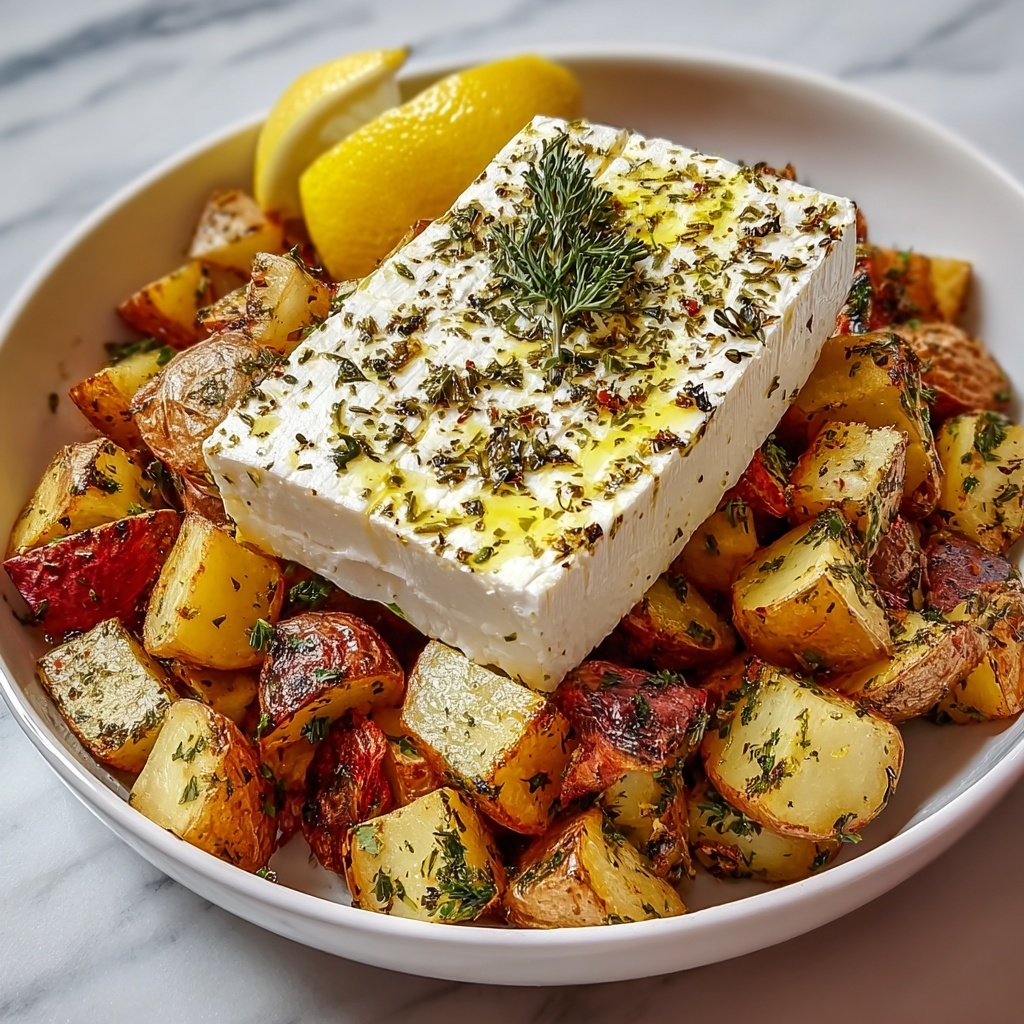 Baked Feta Potatoes with Lemon, Basil, and Honey Recipe - Recipe Image