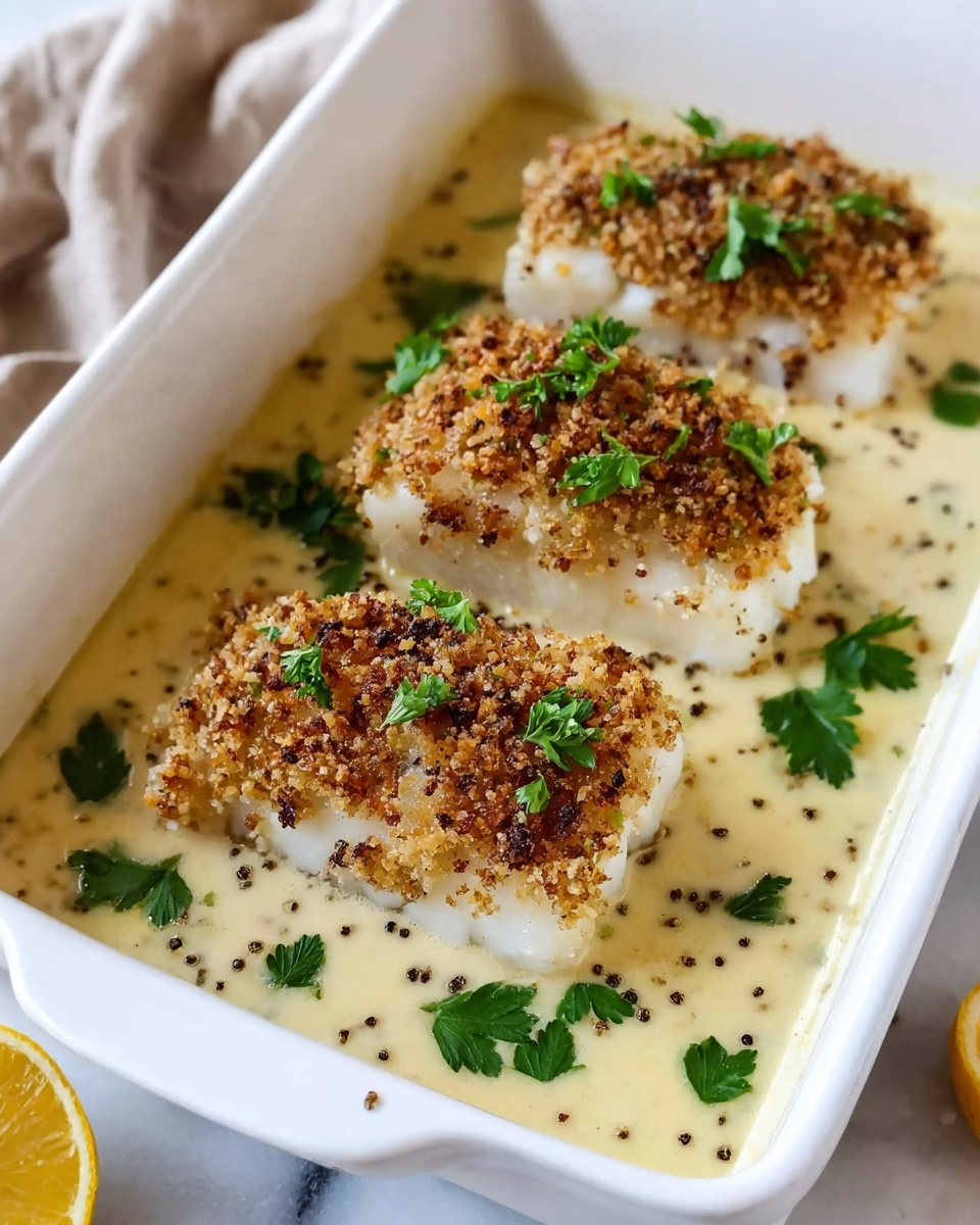 Creamy Lemon Garlic Baked Cod Recipe - Recipe Image