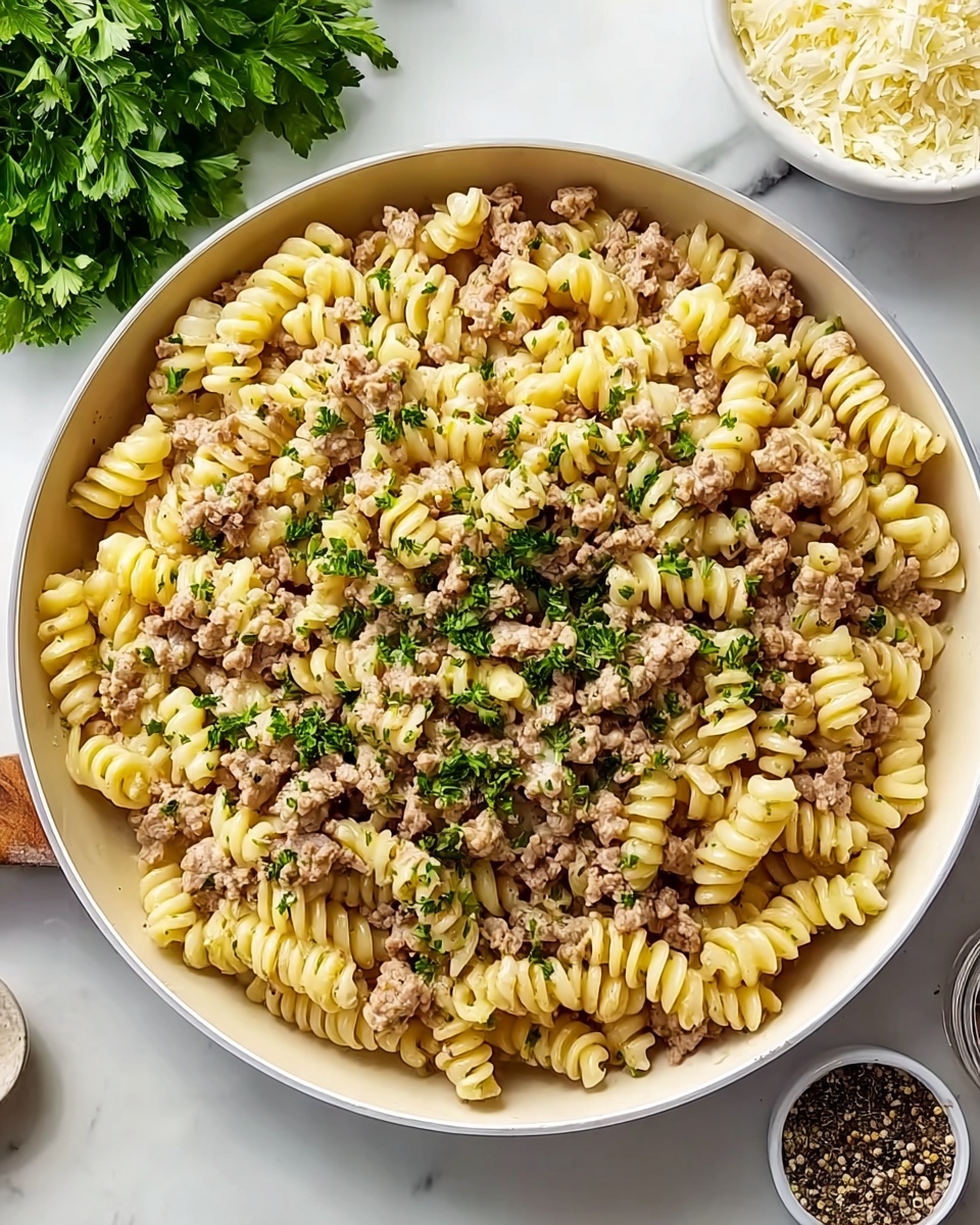 One Pot Beef and Garlic Butter Pasta Recipe - Recipe Image