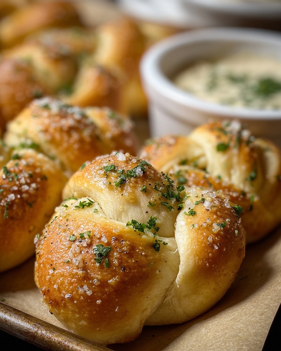 Garlic Knots with Homemade Garlic Butter Sauce Recipe - Recipe Image
