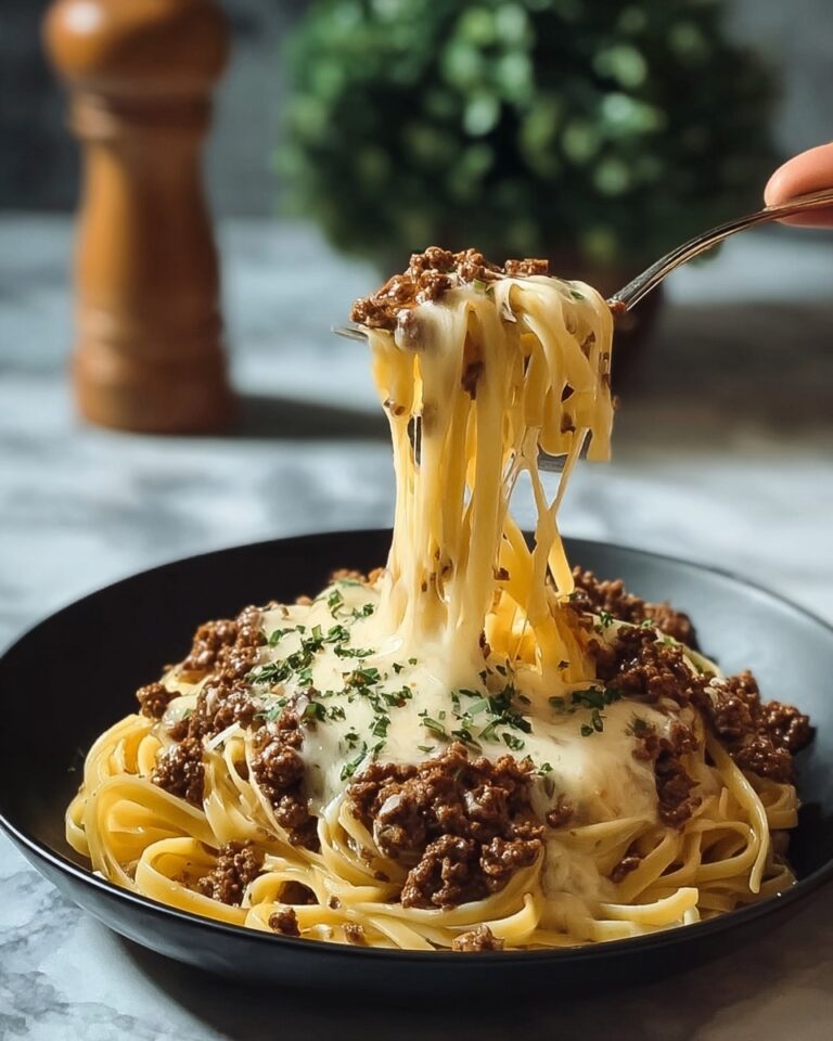 Cheesy Beef Alfredo with Linguine Recipe